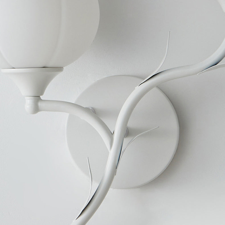 Applique Murale Moderne Minimaliste Crème Fleur Fer Verre 1/2 Lumière Pour Chambre 