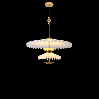 Modern Art Deco Pleated Round Acrylic Iron LED Chandelier For Living Room