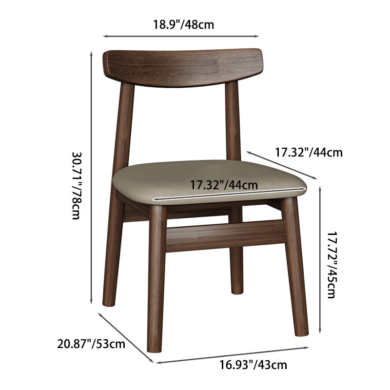 Silla de Comedor Tapizada en Cuero Nappa de Doble Capa Cuadrada Retro Contemporánea con Respaldo Abierto Sin Brazos para Comedor 