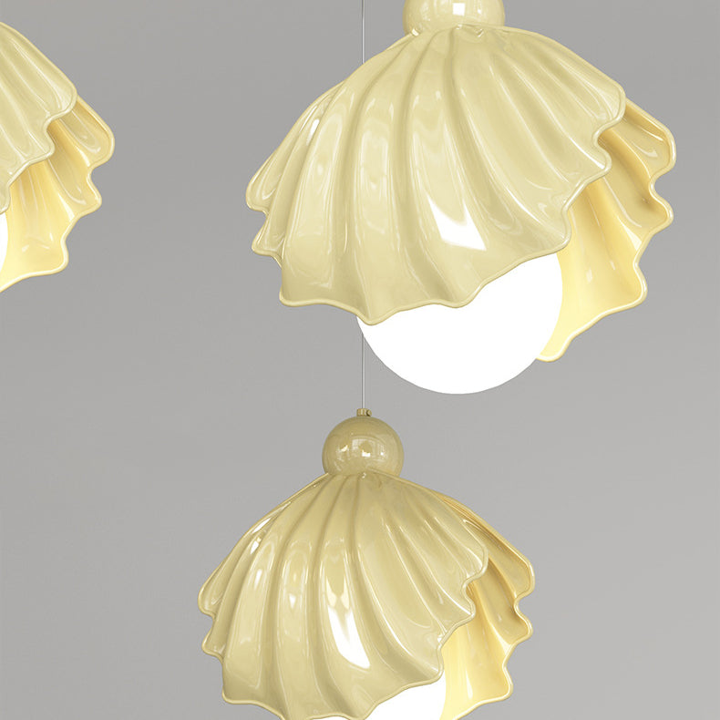Design contemporain de coquille en résine de fer crème nordique 1-lumière suspension pour salon 