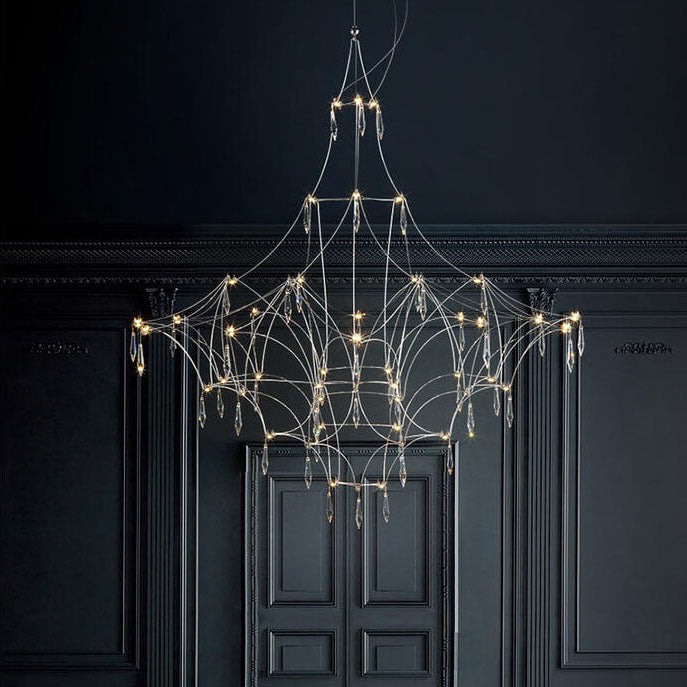 Modern Luxury Firefly Geometric Stainless Steel LED Chandelier for Living Room