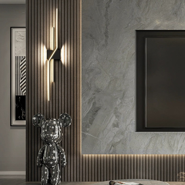 مصباح حائط LED بخط مستقيم طويل هندسي من الألومنيوم بأسلوب حديث وبسيط لغرفة المعيشة 