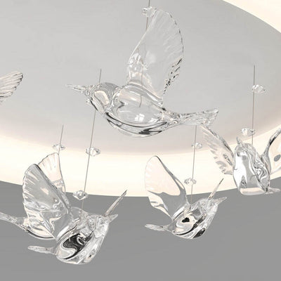 Zeitgenössische nordische runde Vogel Eisen Acryl LED Deckenleuchte für Schlafzimmer 