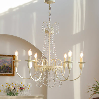 Modern Shabby Chic Candelabra Iron Crystal 4/5/6/8 Light Chandelier For Living Room