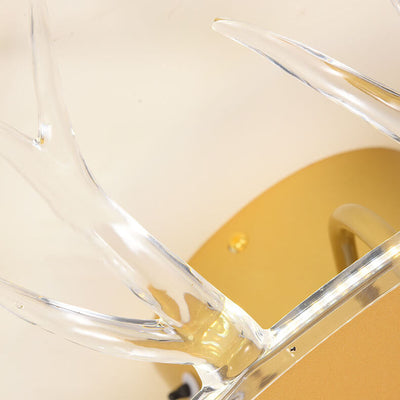 Modern Golden Glamour Acrylic Antler Design LED Semi-Flush Mount Ceiling Fan Light