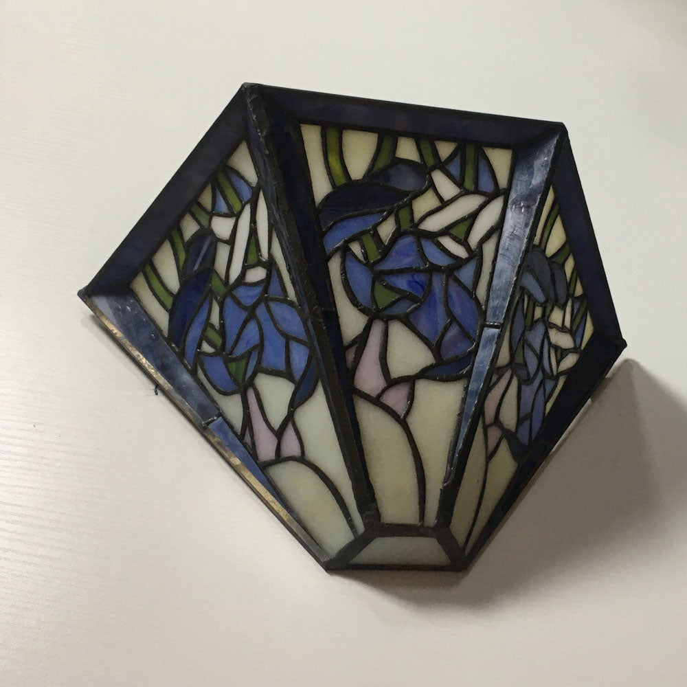 Applique Murale à 1 Lumière en Verre Alliage Tiffany Traditionnel avec Fleur Semi-circulaire et Libellule pour Couloir 