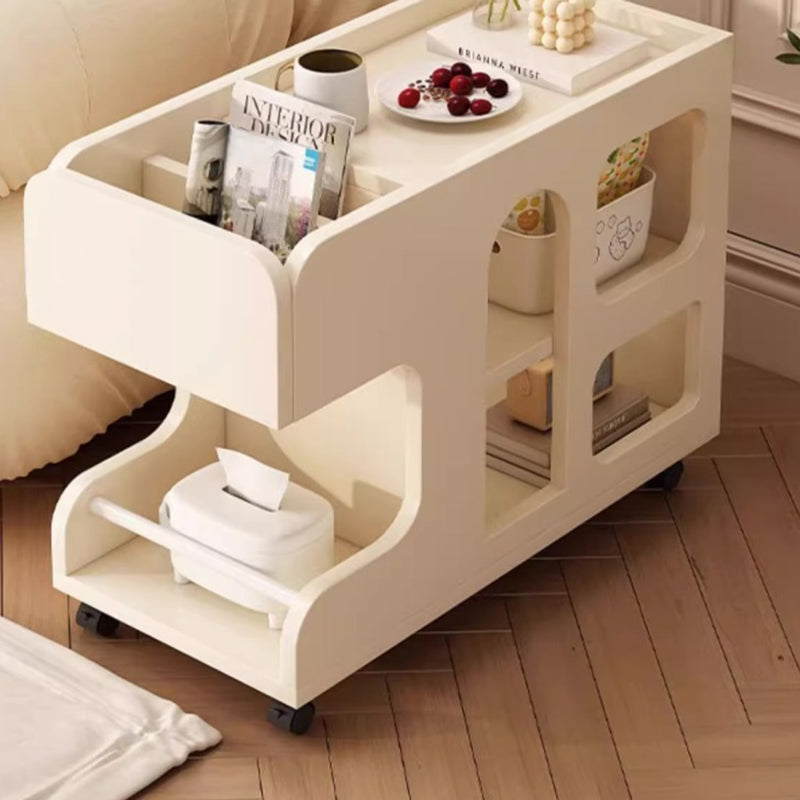 Mesa Auxiliar de Madera con Panel de Densidad Rectangular Desmontable Minimalista Moderna de 2 Niveles para Sala de Estar 