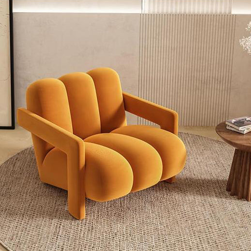 Sillón individual contemporáneo escandinavo de terciopelo y tejido sherpa con madera y espuma, con respaldo y reposabrazos, para sala de estar 