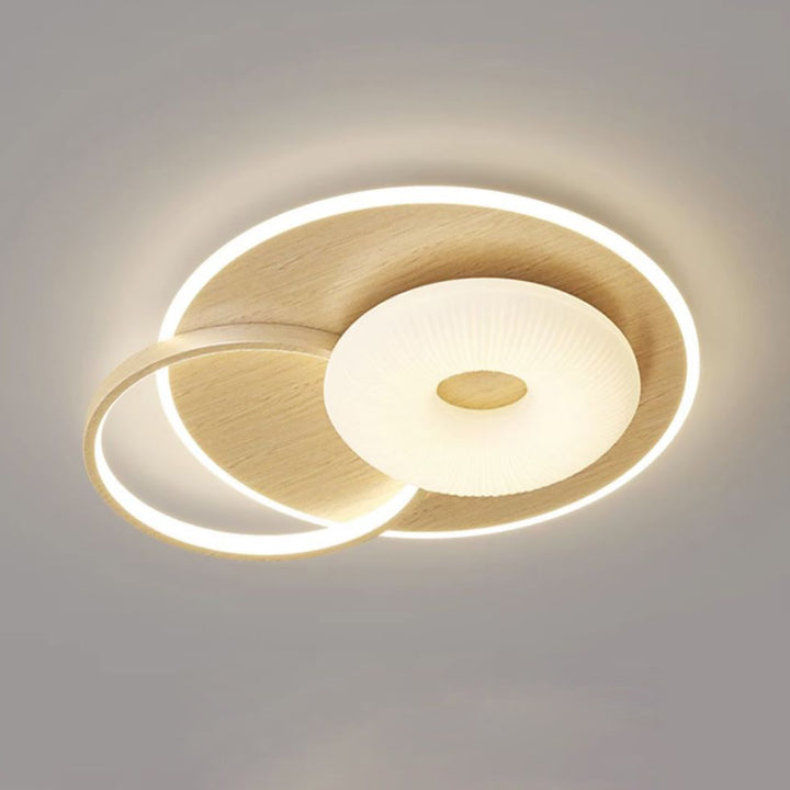 Lustre Plafonnier LED Rond en Métal Nordique Contemporain avec Motif de Fleurs et Triangle pour Chambre 
