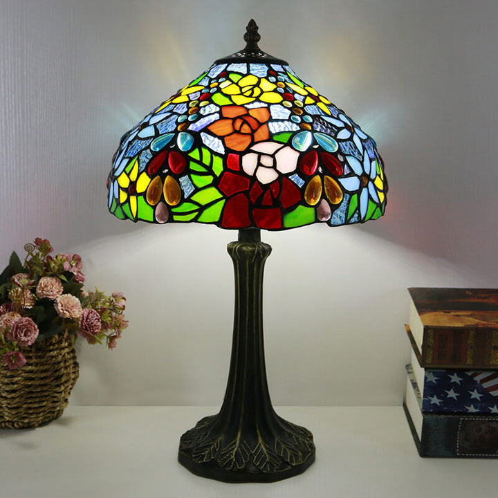 Traditionelle Tiffany Buntglas Kuppel Hardware Basis 1-Licht Tischlampe für Home Office 
