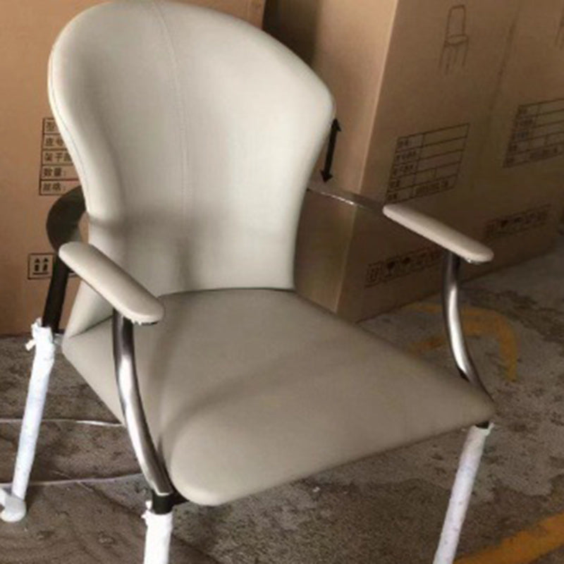 Moderne Einfachheit Mikrofaserleder Edelstahl Schwamm Quadrat Umwickelung Esszimmerstuhl Rückenlehne Armlehne Für Esszimmer 