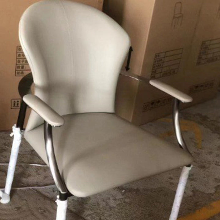 Moderne Einfachheit Mikrofaserleder Edelstahl Schwamm Quadrat Umwickelung Esszimmerstuhl Rückenlehne Armlehne Für Esszimmer 