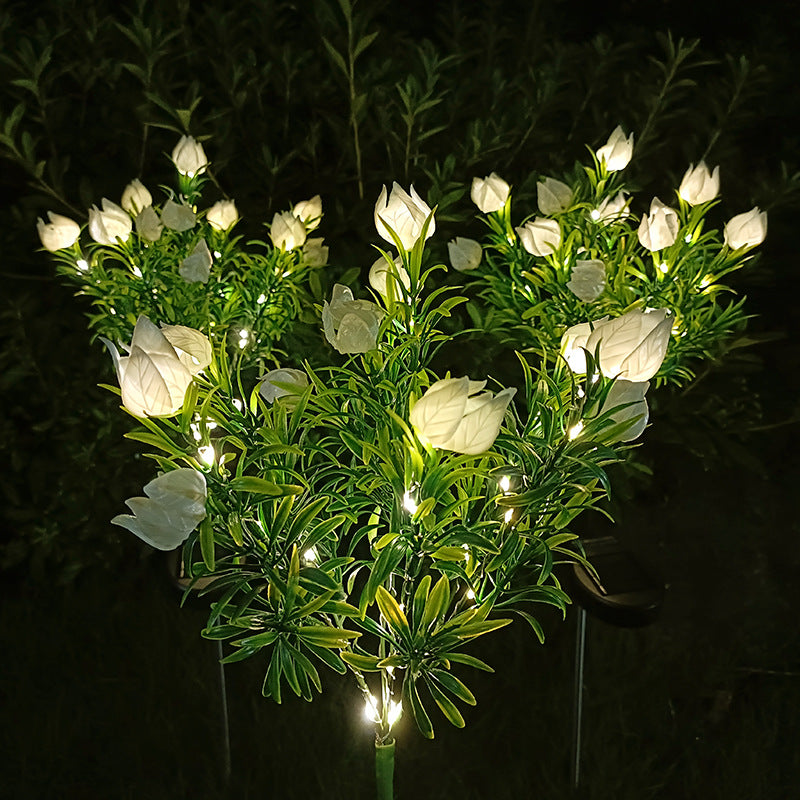 مصباح حديقة LED شمسي مقاوم للماء بتصميم إبداعي معاصر على شكل غاردينيا للباحات الخارجية 