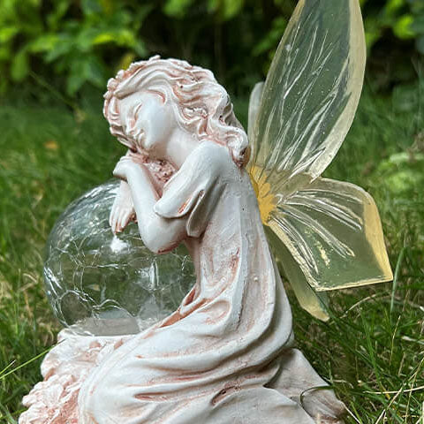 Zeitgenössische kreative Solar Flower Fairy Harz Outdoor wasserdicht Rasen Landschaft Licht für Garten 