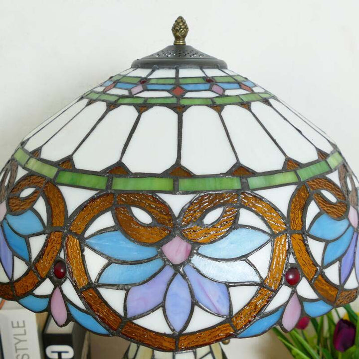 Traditional Tiffany Baroque Umbrella Resin Stained Glass 3-Light Table Lamp For Bedroom