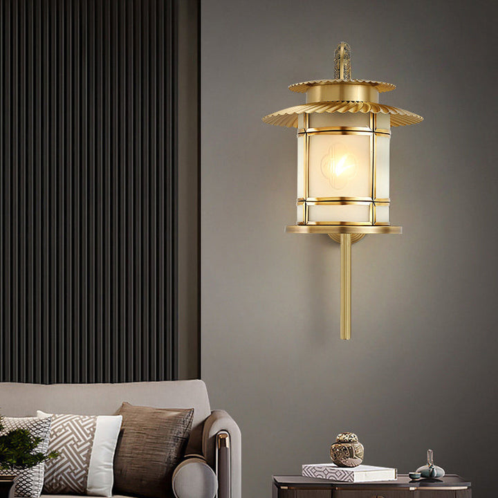 Traditionelle chinesische Kupferlaternen-Design 1-flammige Wandleuchte für den Flur 