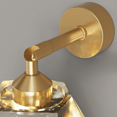 Zeitgenössische Luxus-Vollkupferrahmen Harz Blattgold Tintenmalerei Schatten LED Wandleuchte Lampe für Wohnzimmer 