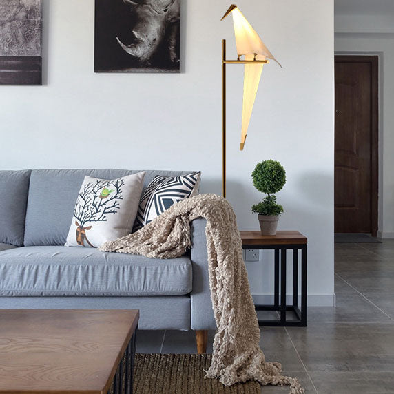 Lampe sur pied moderne nordique créative en fer avec 1/2 lumière en forme d'oiseau 