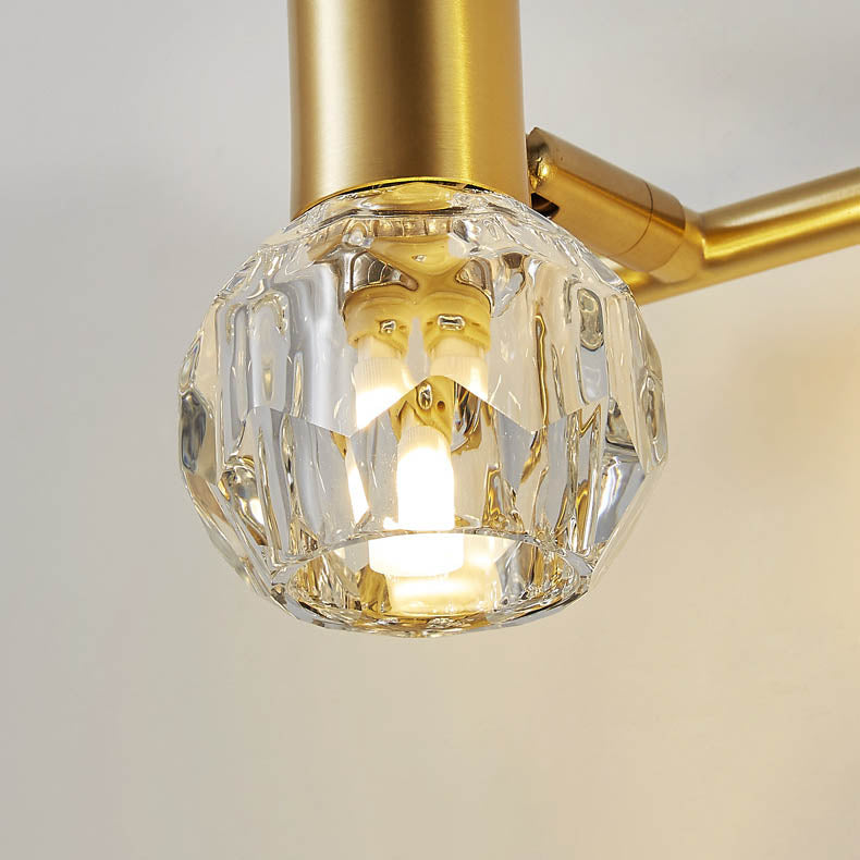 Lámpara de pared de lujo moderno cilindro diamante todo latón cristal 2/3 luces para baño 