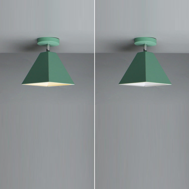 Contemporary Creative Trapezoid Iron 1-Light Semi-Flush Mount Ceiling Light For Living Room