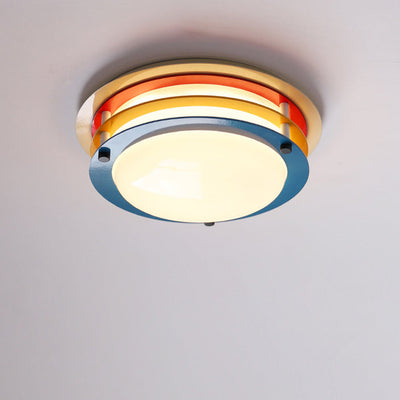 Moderne minimalistische bunte Eisen-Acryl-Disc Splicing LED Unterputz-Deckenleuchte für Schlafzimmer 