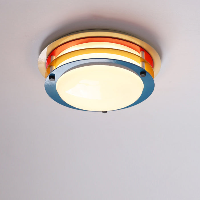 Moderne minimalistische bunte Eisen-Acryl-Disc Splicing LED Unterputz-Deckenleuchte für Schlafzimmer 
