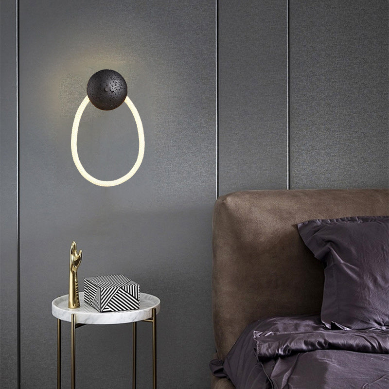 مصباح حائط LED بتصميم لولبي حجري عصري من الألياف البصرية المنسوجة الاسكندنافية الفاخرة لغرفة النوم 