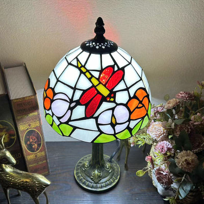 Traditionelle Tiffany Legierung Glas Dome Blume 1-Licht Tischlampe für Nachttisch 