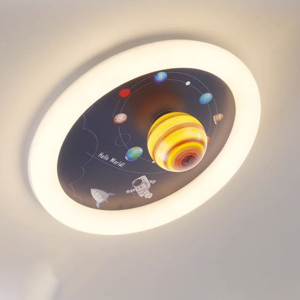 Zeitgenössische nordische Hardware Runde Planet Cartoon LED Deckenleuchte für Schlafzimmer 