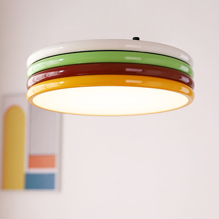 Contemporary Scandinavian Macron Iron Disc Splicing LED Flush Mount Ceiling Light For Bedroom