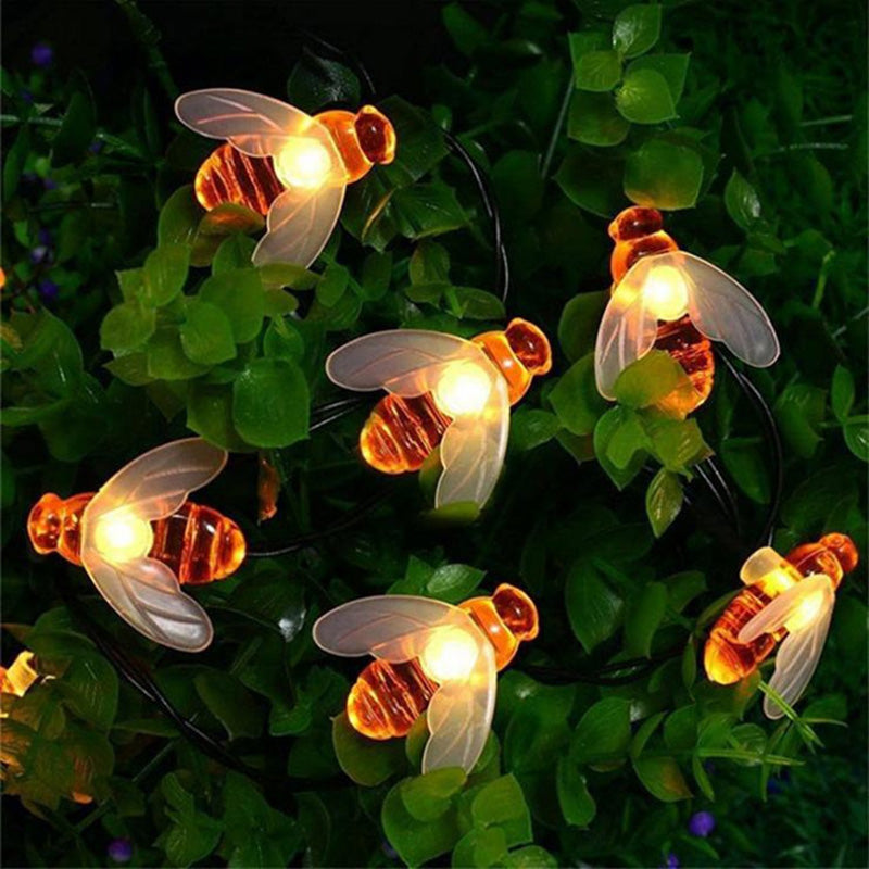 Lumière de chaîne extérieure LED en plastique étanche Art déco moderne abeilles solaires pour décoration de jardin 