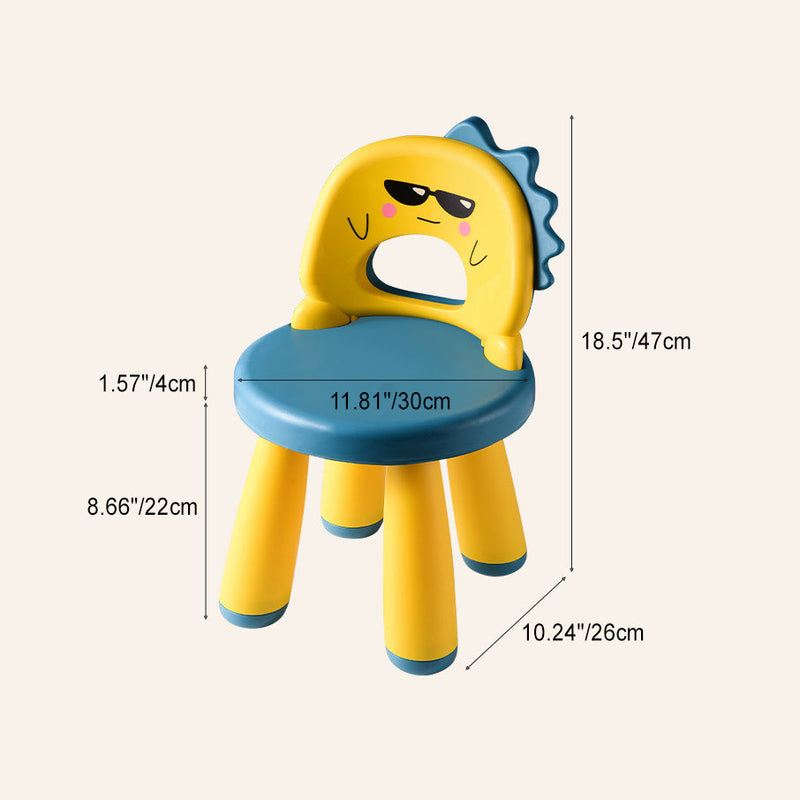Tabouret rond en plastique pour enfants créatif contemporain avec dossier en forme de dinosaure pour le salon 