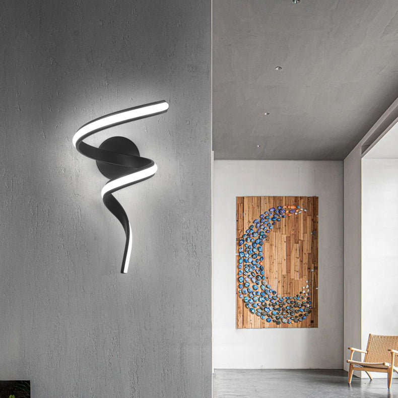 Zeitgenössische kreative Spirale Eisen Aluminium Silikon LED Wandleuchte Lampe für Wohnzimmer 