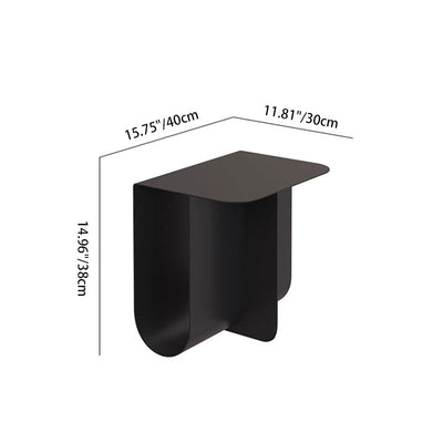 Mesa Auxiliar Moderna Minimalista Redonda Rectangular en Forma de T de Hierro y Acero Inoxidable con 1 Almacenamiento para Dormitorio 