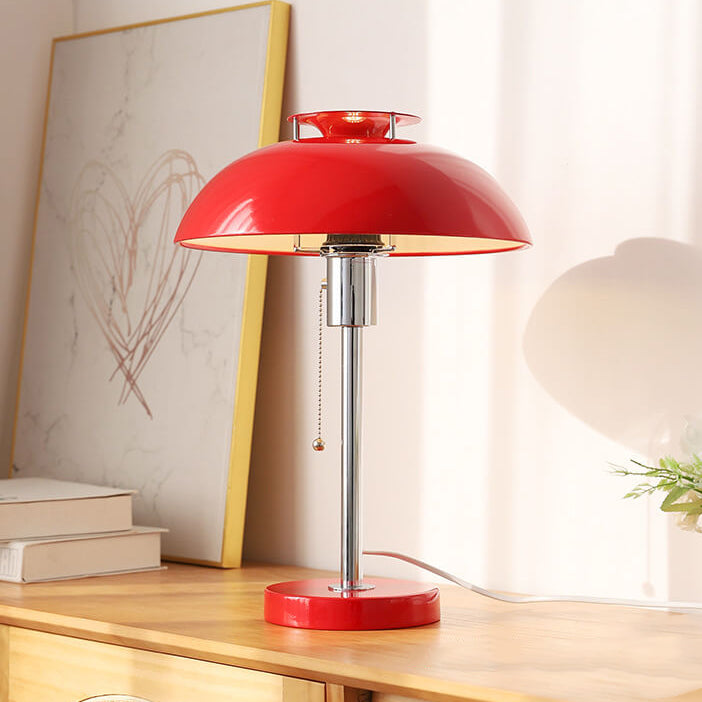 French Vintage Iron Round Dome 1-Light Table Lamp
