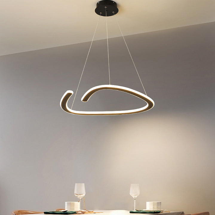 Moderne minimalistische Eisen Silica Runde Streifen LED Kronleuchter für Esszimmer 