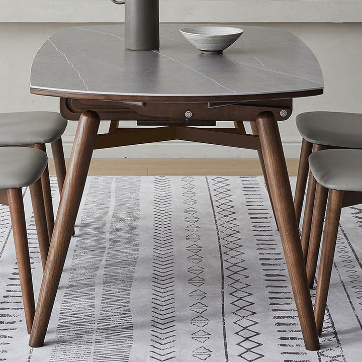 Mesa de comedor de roble plegable con cuatro patas, losa de piedra redonda cuadrada minimalista moderna, para comedor 