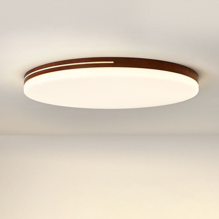 Modern Simplicity Circle Acrylic Wood LED Flush Mount Ceiling Light For Living Room