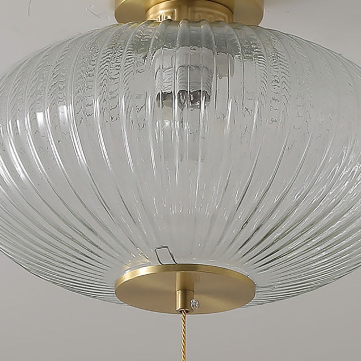 Lanterne chinoise traditionnelle sphérique en verre cuivre 1 lumière semi-encastrée pour plafond de chambre 