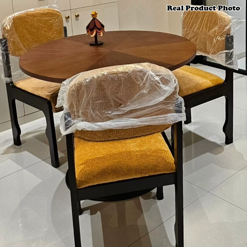 Traditional Vintage Rectangular Cushion Rubberwood Chenille Sponge Dining Chair Backrest For Dining Room