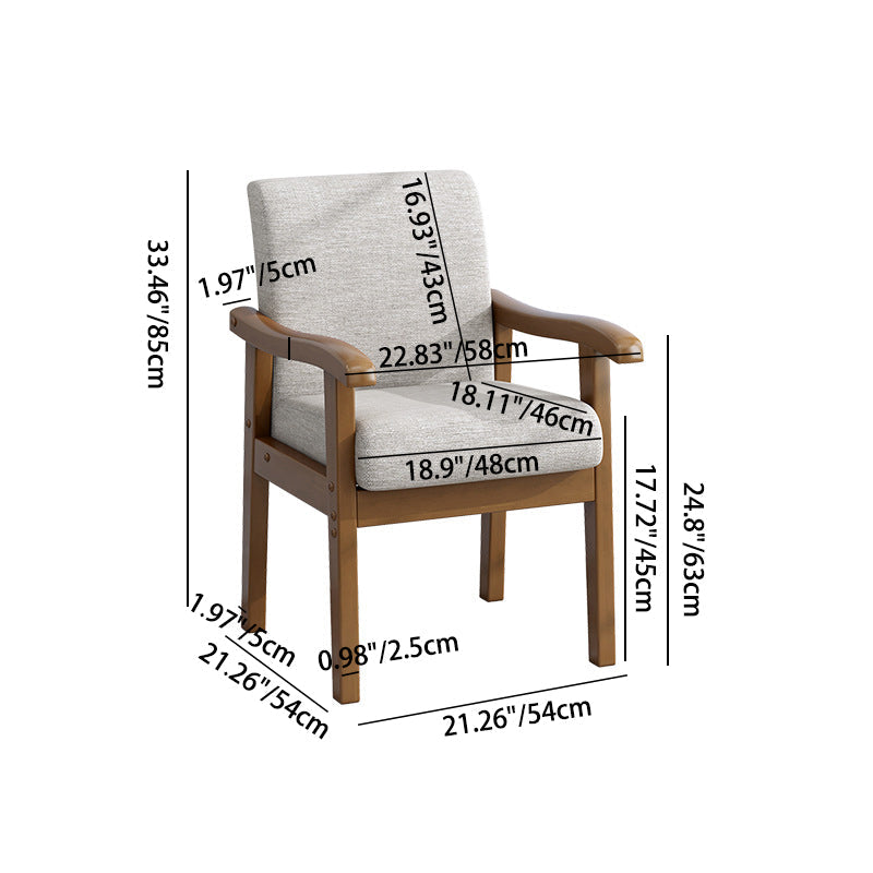 Silla moderna minimalista cuadrada tapizada en tela de algodón y lino con madera maciza para sala de estar 