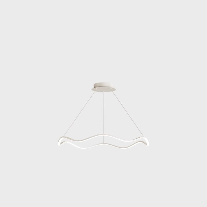 Contemporary Nordic Iron Aluminum Silica Round Wave LED Chandelier For Dining Room