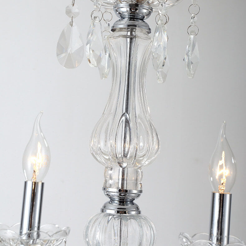 Zeitgenössischer Luxus runder Kerzenhalter Glas 3/4/5/6 Licht Kronleuchter für Wohnzimmer 