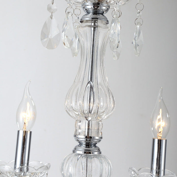 Zeitgenössischer Luxus runder Kerzenhalter Glas 3/4/5/6 Licht Kronleuchter für Wohnzimmer 