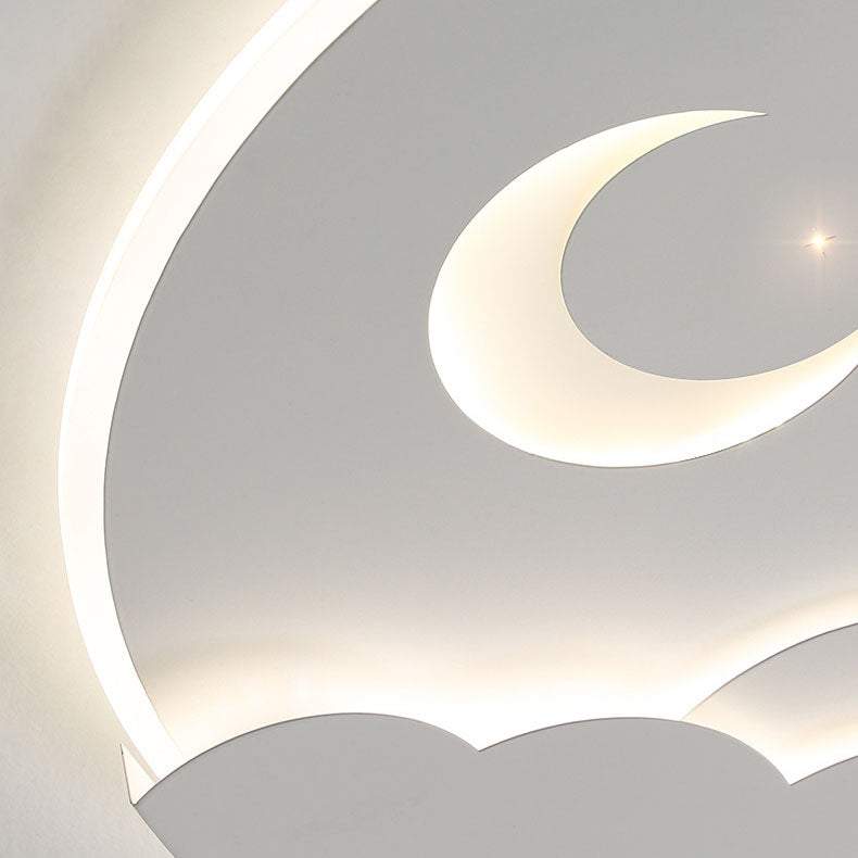 Moderne Einfachheit Runde Mond Eisen Aluminium Acryl LED Deckenleuchte für Schlafzimmer 