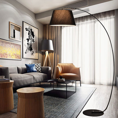 Modern Light Luxury Wrought Iron Curved Cylinder 1-Light Standing Floor Lamp