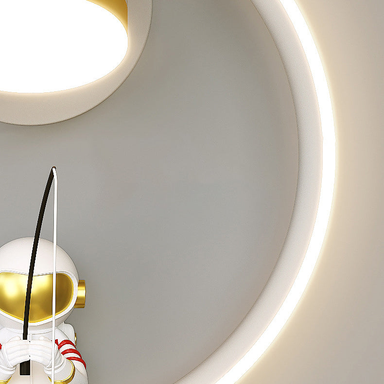 Applique murale LED en fer et aluminium pour chambre à coucher, astronaute de dessin animé créatif contemporain 
