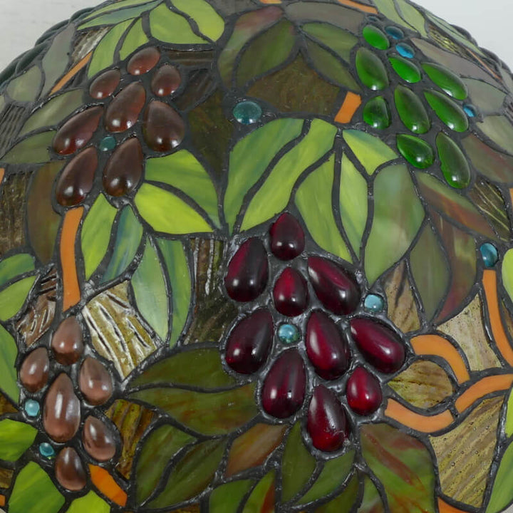 Traditional Tiffany Stained Glass Resin Dome Peacock Base 2-Light Table Lamp For Bedroom