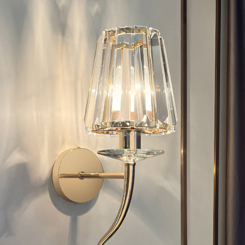 Modern Luxury Metal Iron Stainless Steel Crystal Ball Cylinder 1-Light Wall Sconce Lamp For Bedside