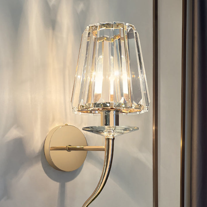Modern Luxury Metal Iron Stainless Steel Crystal Ball Cylinder 1-Light Wall Sconce Lamp For Bedside